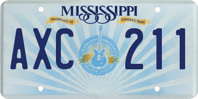 MS license plate AXC211