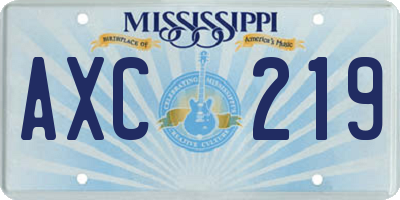 MS license plate AXC219