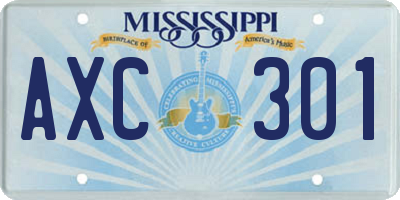 MS license plate AXC301