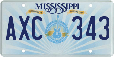 MS license plate AXC343