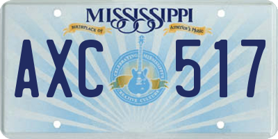 MS license plate AXC517