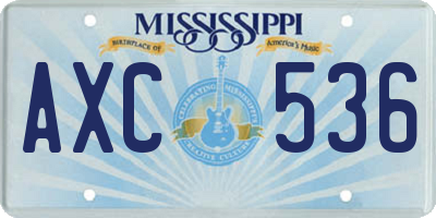 MS license plate AXC536