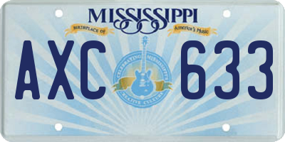 MS license plate AXC633