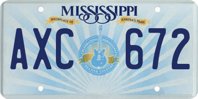 MS license plate AXC672