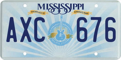 MS license plate AXC676