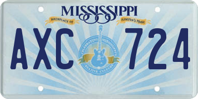 MS license plate AXC724