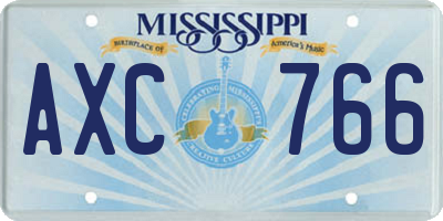 MS license plate AXC766