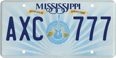 MS license plate AXC777