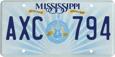 MS license plate AXC794