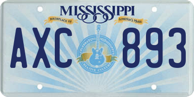 MS license plate AXC893