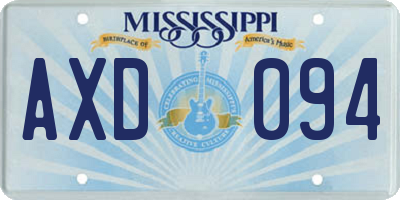 MS license plate AXD094