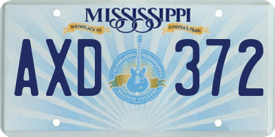 MS license plate AXD372