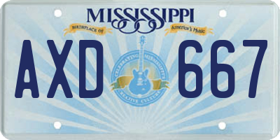 MS license plate AXD667