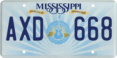 MS license plate AXD668
