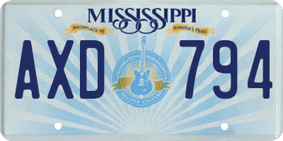 MS license plate AXD794