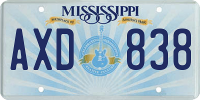 MS license plate AXD838