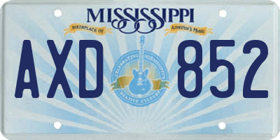 MS license plate AXD852