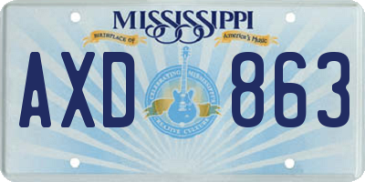 MS license plate AXD863