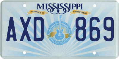 MS license plate AXD869