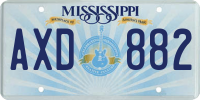MS license plate AXD882