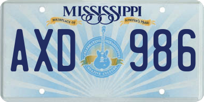MS license plate AXD986