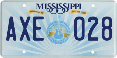 MS license plate AXE028