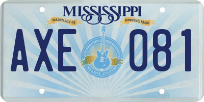 MS license plate AXE081