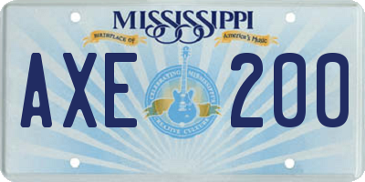 MS license plate AXE200