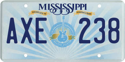 MS license plate AXE238