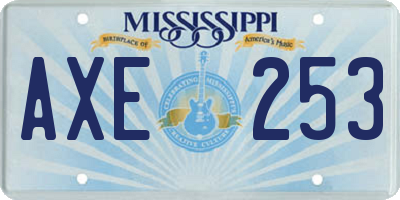 MS license plate AXE253
