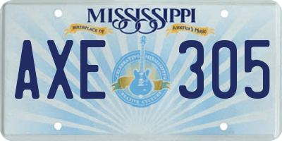 MS license plate AXE305