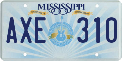 MS license plate AXE310