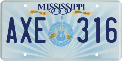 MS license plate AXE316
