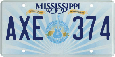 MS license plate AXE374