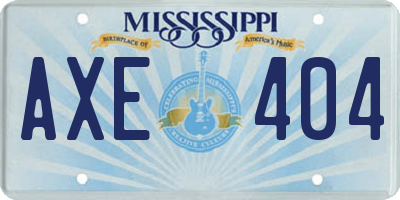MS license plate AXE404