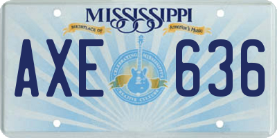MS license plate AXE636