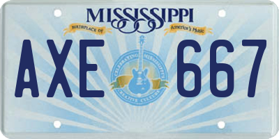 MS license plate AXE667