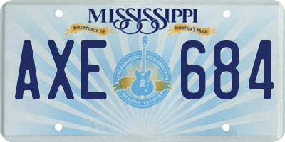 MS license plate AXE684