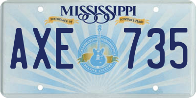 MS license plate AXE735