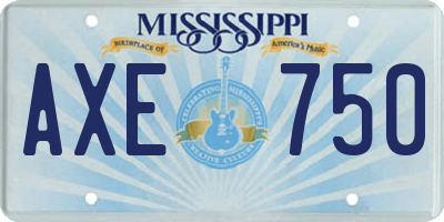 MS license plate AXE750