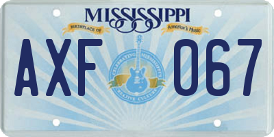 MS license plate AXF067