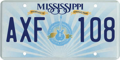 MS license plate AXF108