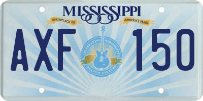 MS license plate AXF150