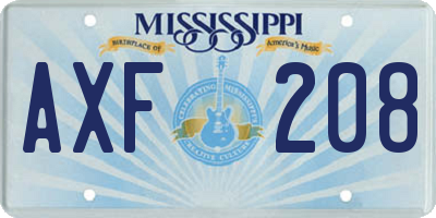 MS license plate AXF208