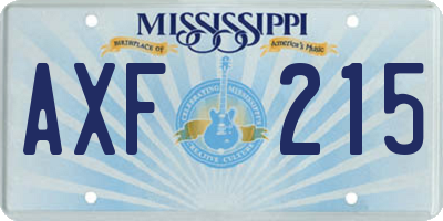 MS license plate AXF215