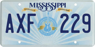 MS license plate AXF229