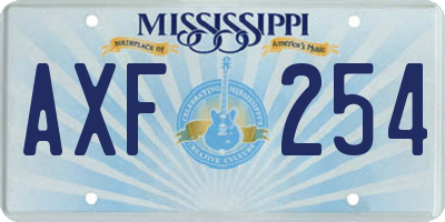 MS license plate AXF254