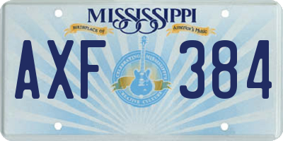 MS license plate AXF384