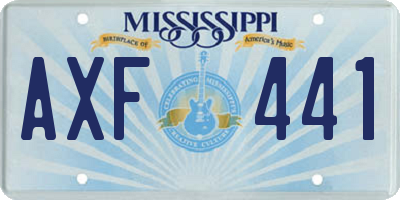 MS license plate AXF441