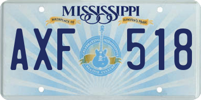 MS license plate AXF518